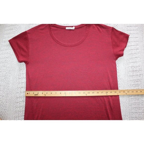 Rag & Bone Clara Mixed-Texture T-Shirt Mini Dress Size Medium Burgundy - Picture 3 of 9